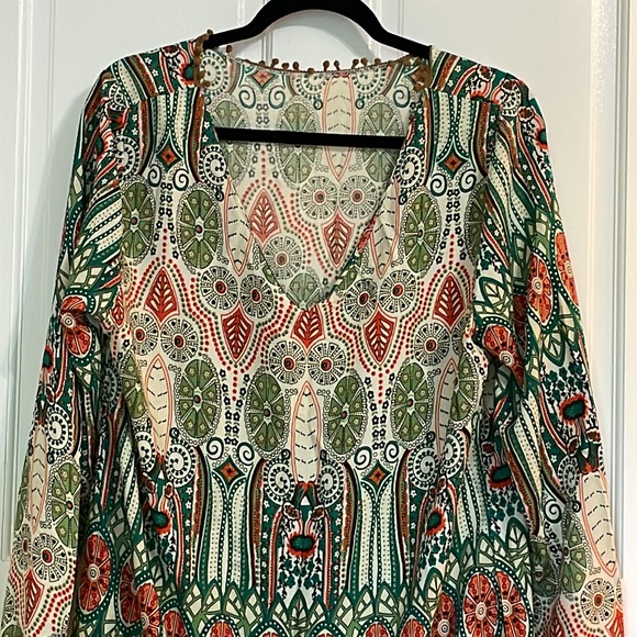 BOHO Boat-neck Mini Dress w/Lacy Trim, Size XXL - Picture 8 of 8